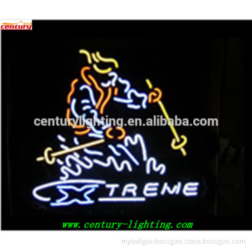 extreme snow skier neon sign